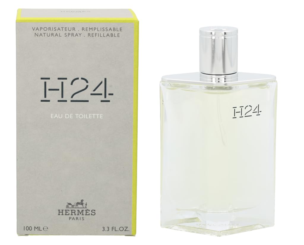 Hermès H24 bottle front, modern fragrance for daily wear.