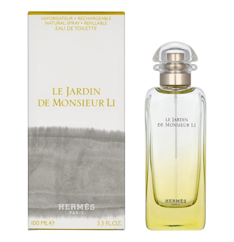 Hermès Le Jardin de Monsieur Li eau de toilette bottle close-up, versatile unisex fragrance for daily wear.