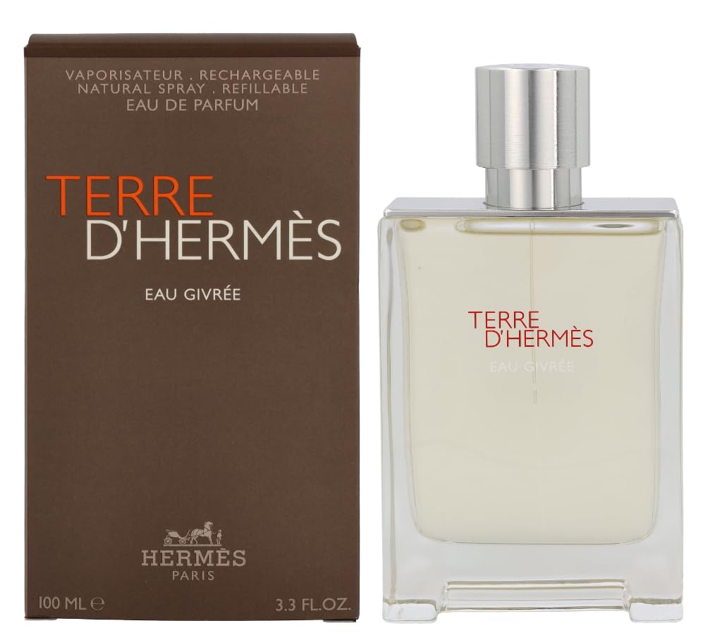 Hermès Terre d'Hermès Eau Givrée bottle front view, fresh citrus with mineral warmth for daily wear.