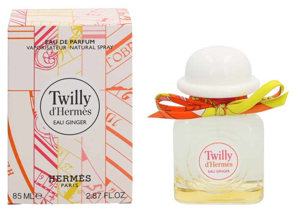 Hermès Twilly D’Hermès Eau Ginger bottle with floral-woody scent, ideal for spring wear.