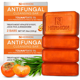 Hermon Antifungal Soap Bar packaging shown for daily use.