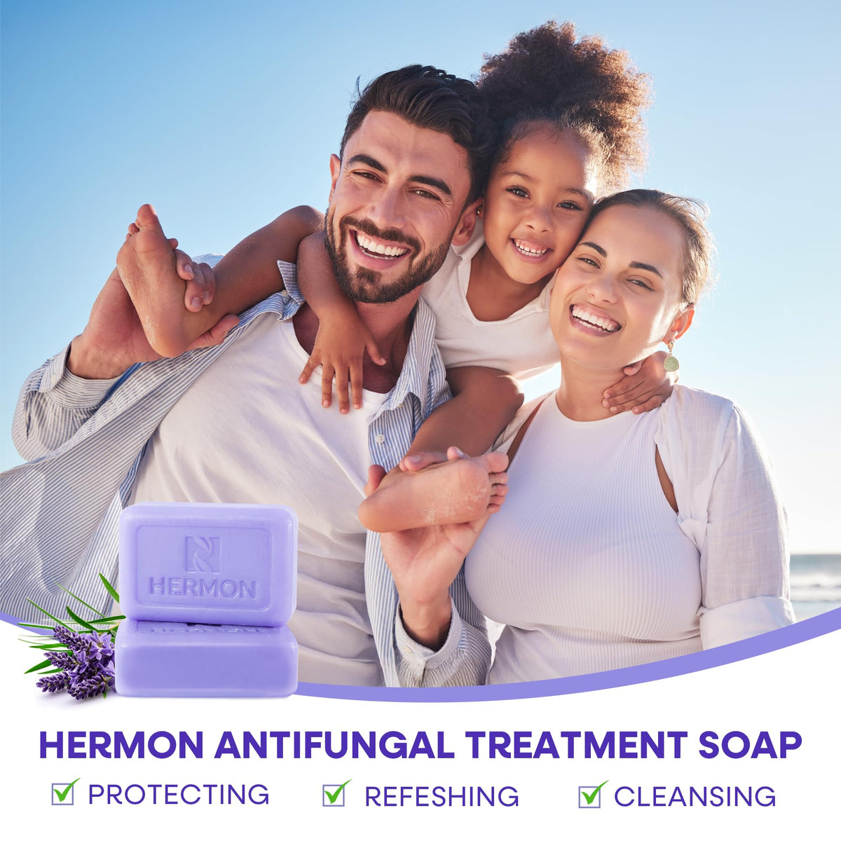 Hermon bathroom scene with lavender soap on the shelf