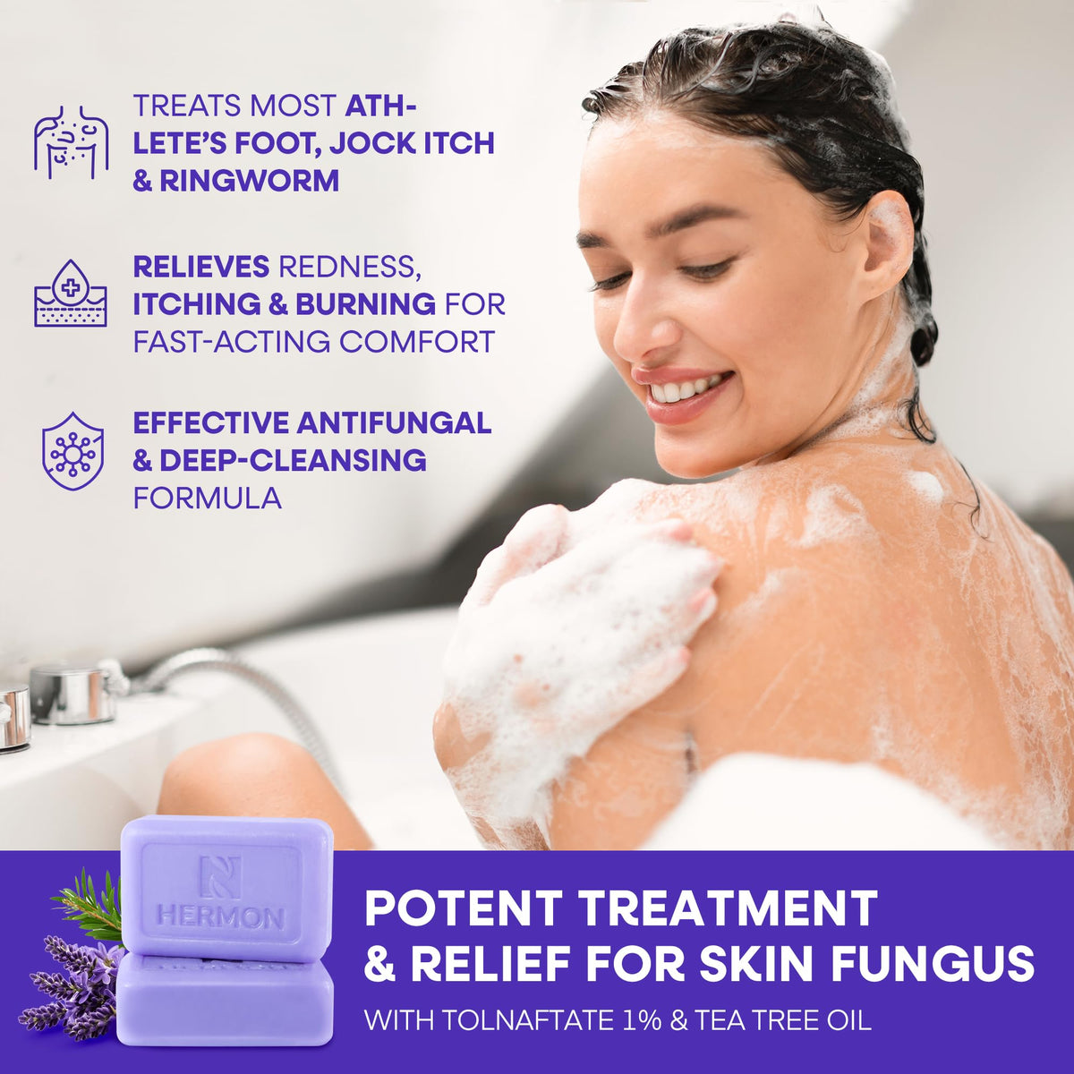 Hermon Lavender soap bar lather delivering soothing cleansing after workouts