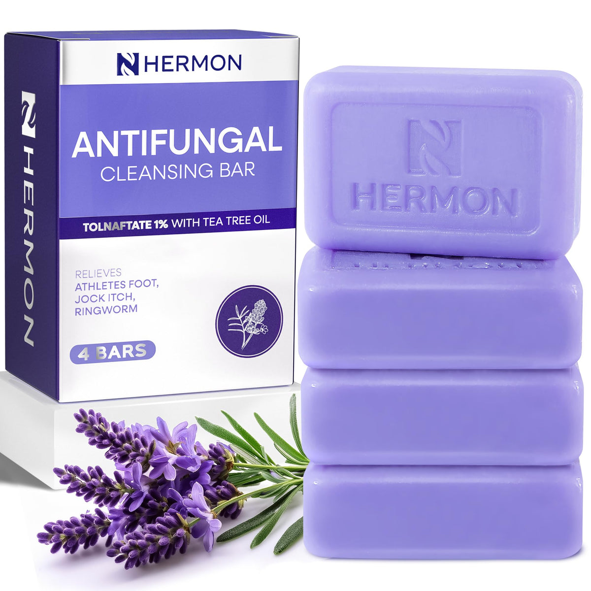Hermon Antifungal Soap bottle pour with tea tree oil for daily skin comfort