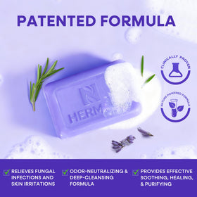 Closeup of Hermon tea tree oil bar showing textured surface and aroma