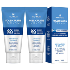 Hermon Folliculitis Cream 2-pack packshot for versatile scalp, face, and body care.