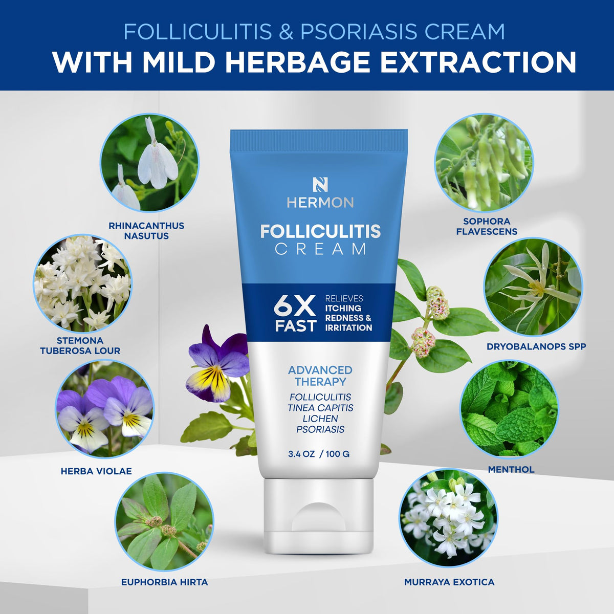 Hermon Folliculitis Cream twin tubes on a clean surface, ready for daily use.