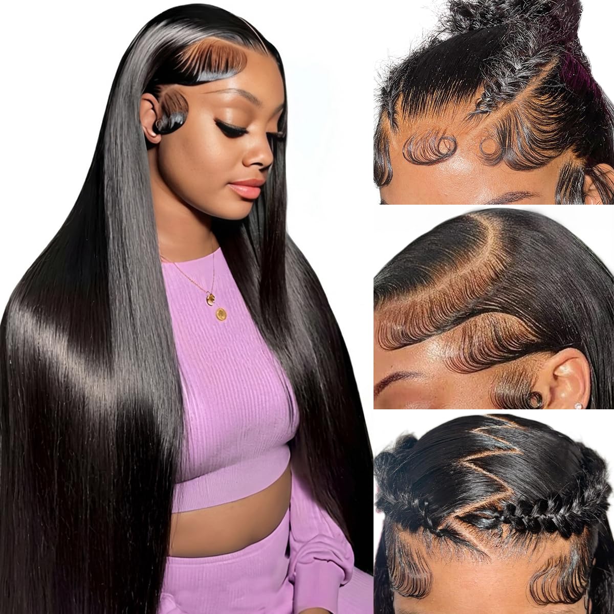 Hermosa 13x4 lace-front wig with natural hairline and 26-inch length for versatile styling.