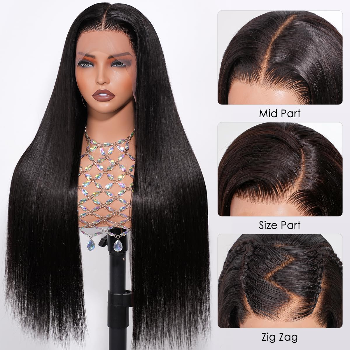Hermosa Brazilian straight lace-front wig offers smooth, low-maintenance styling.