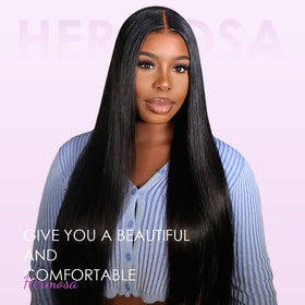 Hermosa 28-inch lace front wig natural color ready for customization.