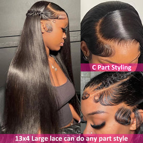 Hermosa Brazilian straight 13x4 lace-front shows seamless part and versatile styling (26in).