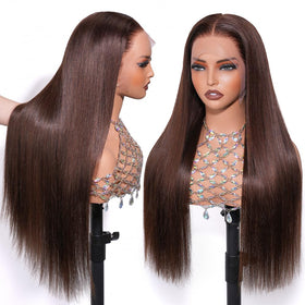 Hermosa glueless lace front wig in brown for easy, secure wear
