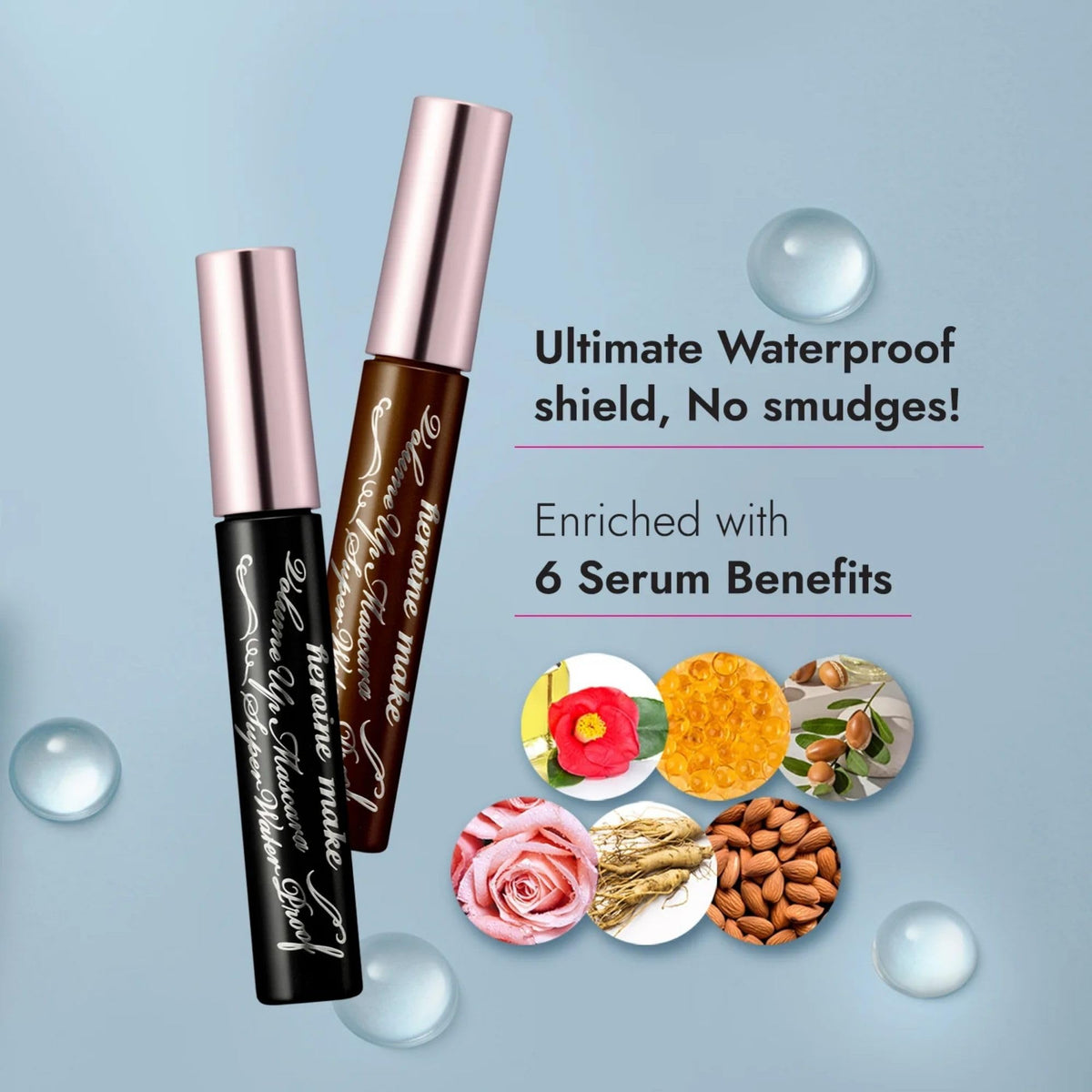Heroine Make mascara application demonstrates lifted, voluminous lashes throughout the day