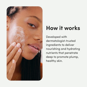 Hims & Hers Hydrobounce being applied on the face for quick absorption.