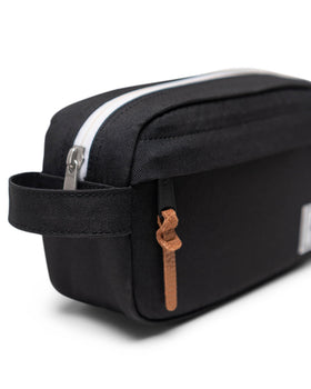 Herschel Chapter small travel kit eco fabric closeup highlights recycled materials