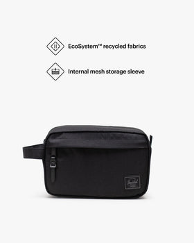 Herschel Chapter Small Travel Kit top view highlighting waterproof zipper.