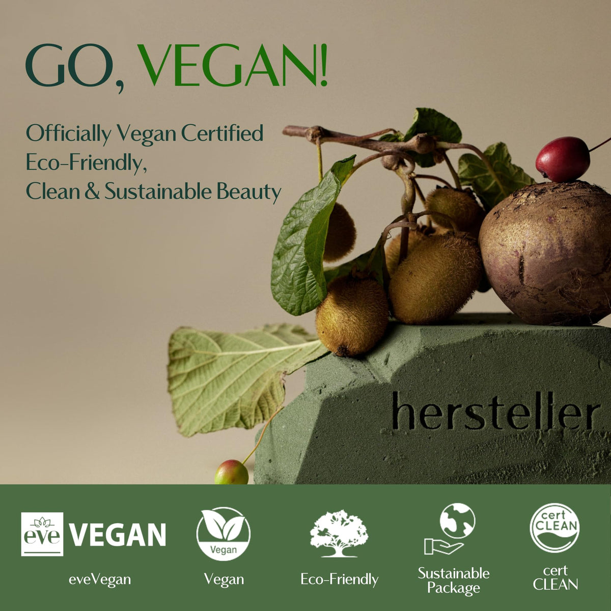 Hersteller Nearby vegan ingredients label communicates plant-based skincare.