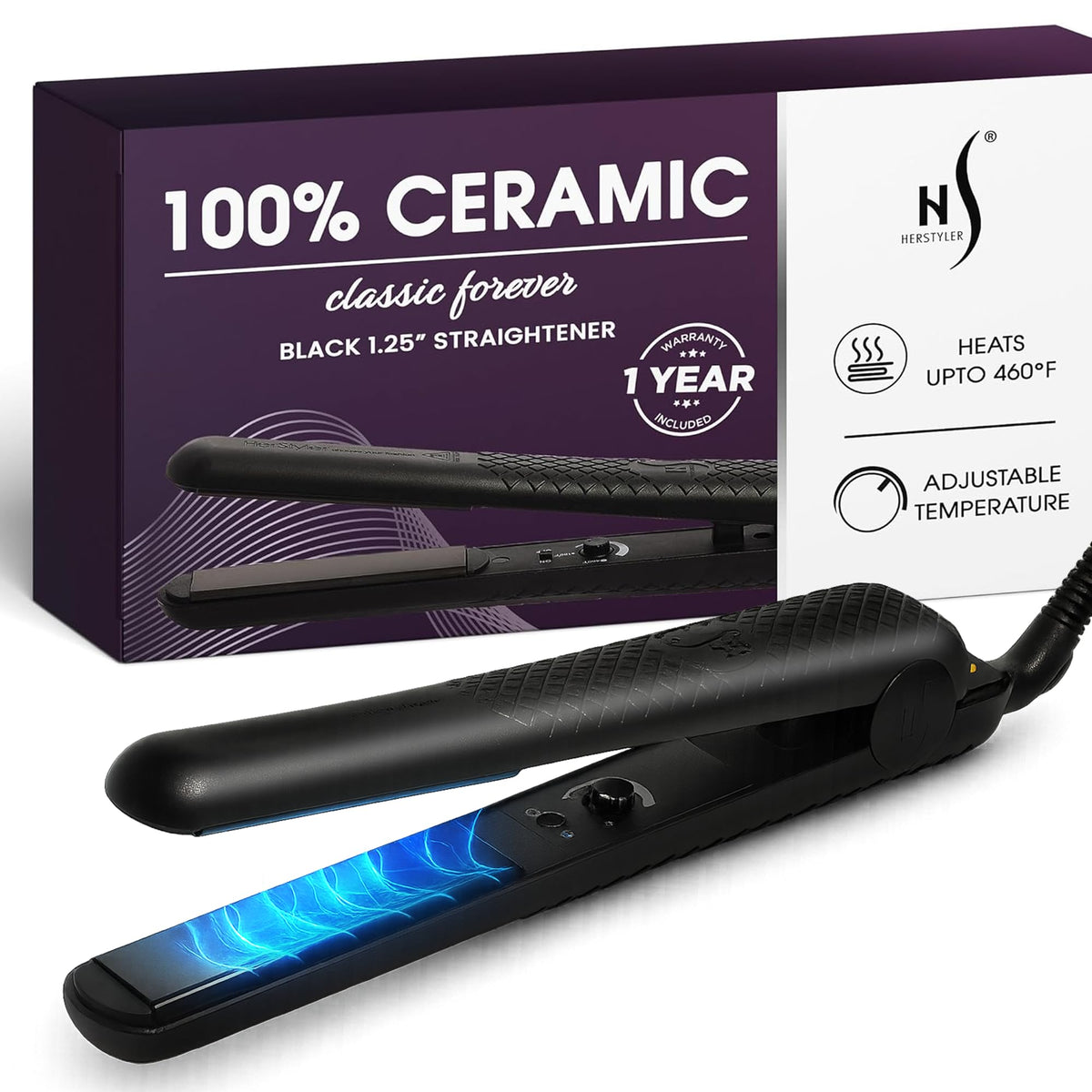 HerStyler Forever Flat Iron with travel-friendly design for quick styling