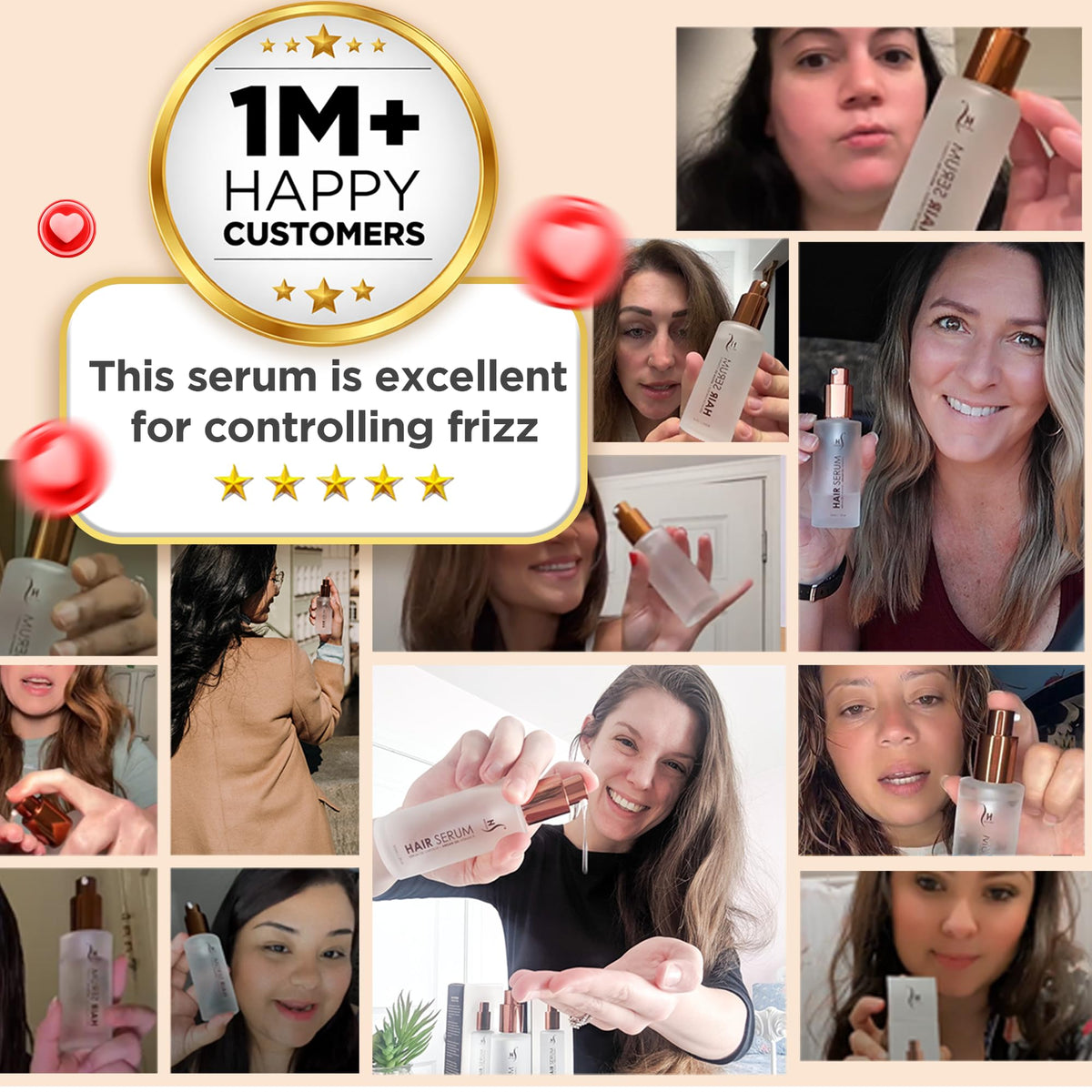 Humidity reduces frizz with HerStyler Hair Repair Serum on damp hair