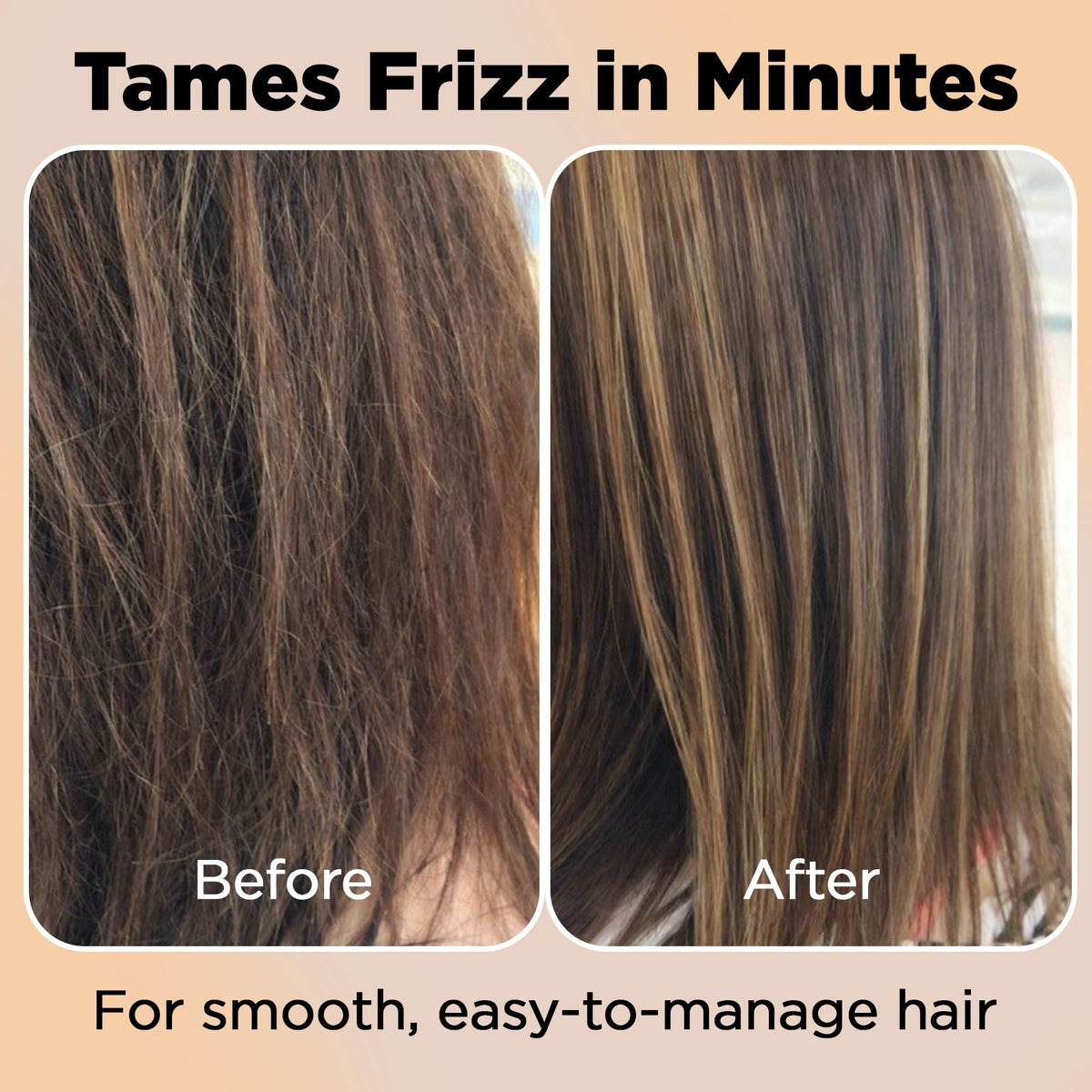 HerStyler Hair Repair Serum on mid-lengths smooths flyaways before styling