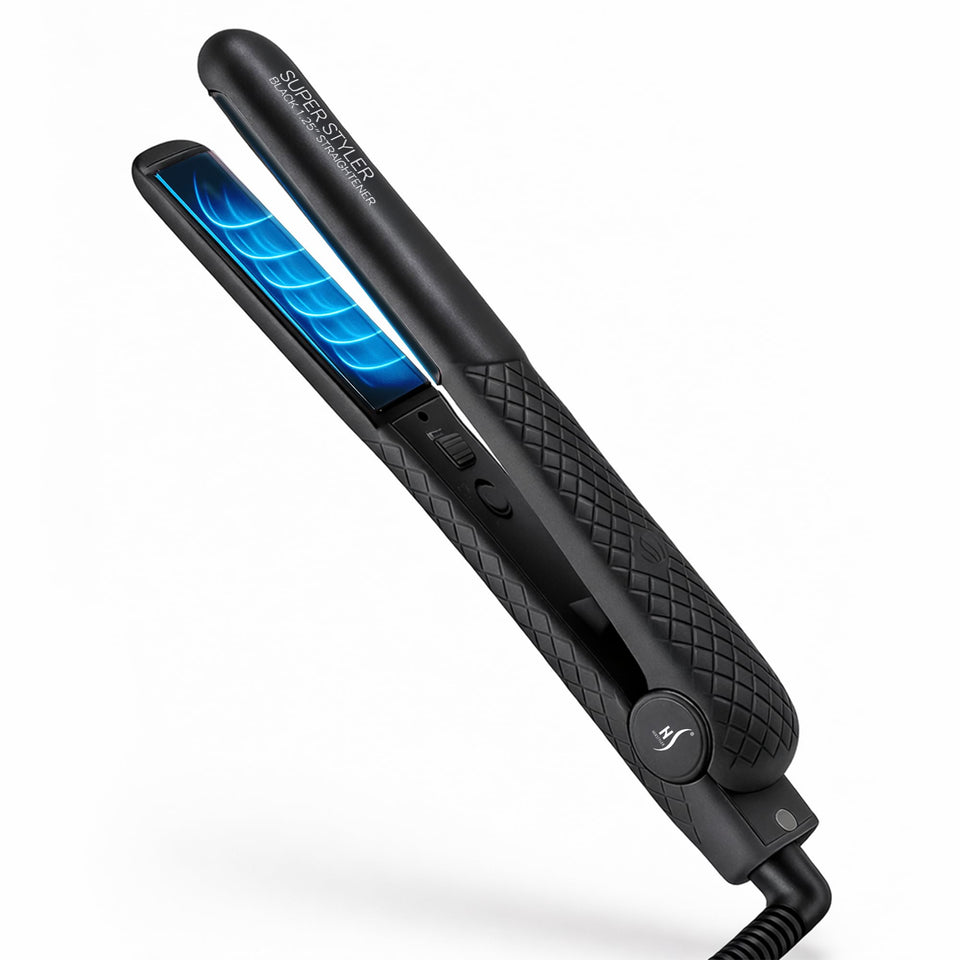 Herstyler Superstyler Onyx ceramic flat iron plates offer smooth glide and even heat.