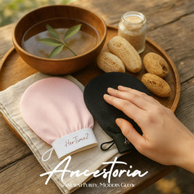 HerTime2 Ancestoria exfoliating gloves suited for weekly shower use