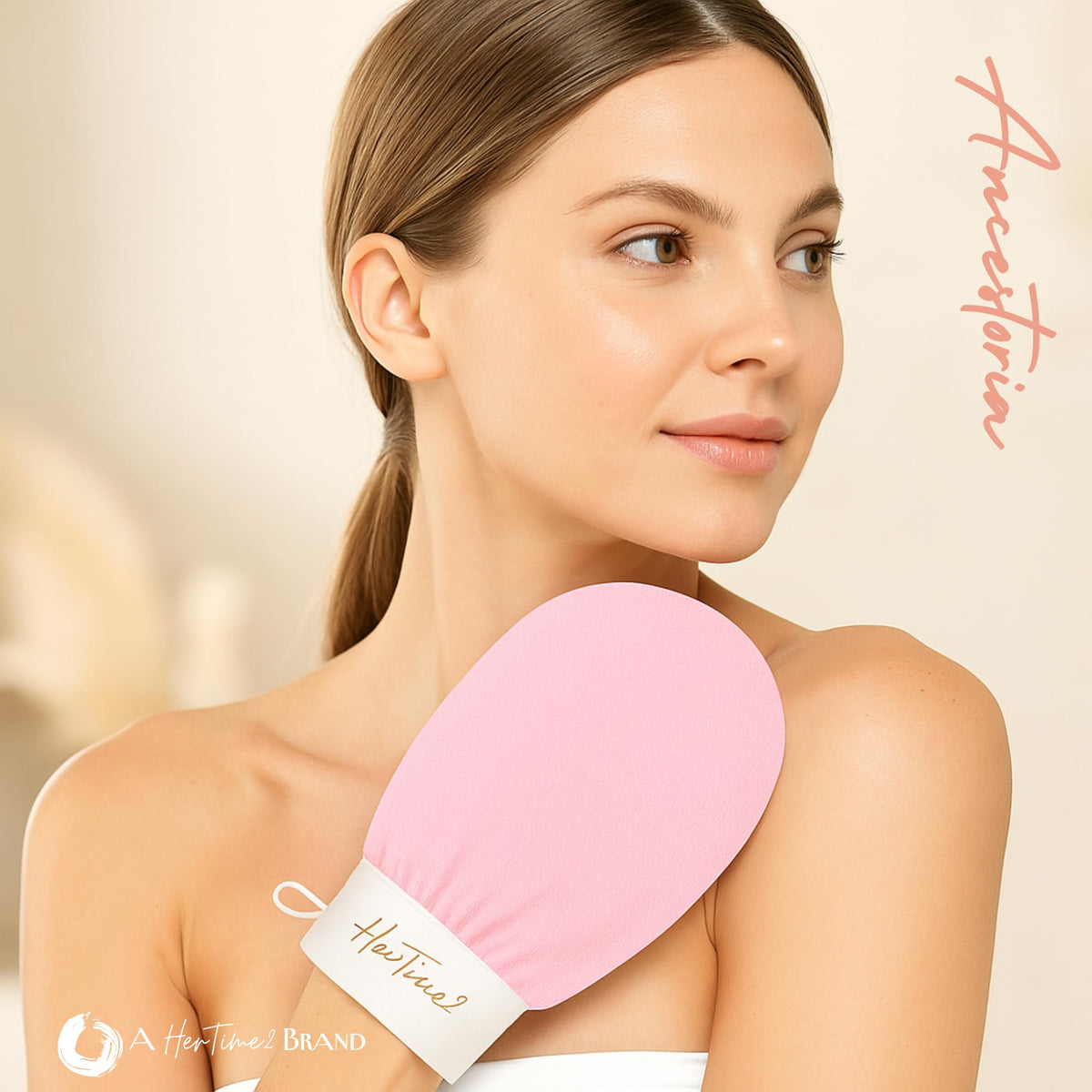 HerTime2 Ancestoria exfoliating gloves textured fiber for effective exfoliation