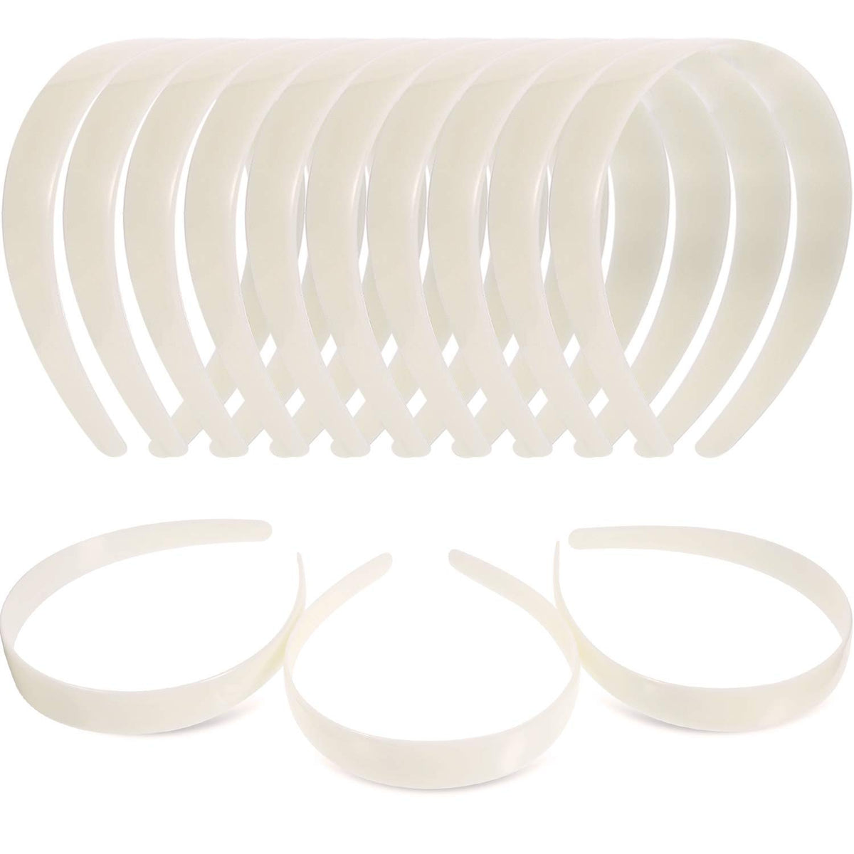 HESTYA white plastic headbands with smooth surface for easy wearing and styling.