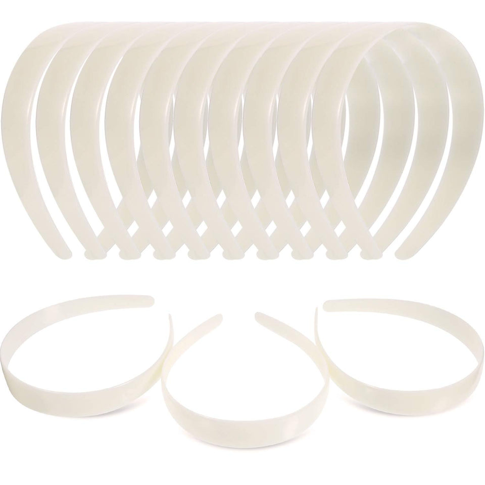 HESTYA white plastic headbands with smooth surface for easy wearing and styling.