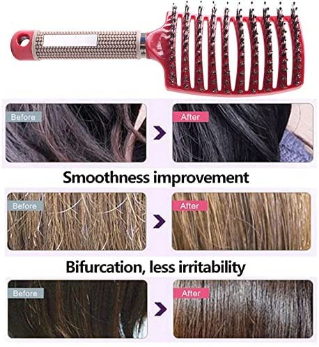 Heubek curved vent brush massages scalp during drying for a healthier feel.
