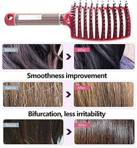 Heubek curved vent brush massages scalp during drying for a healthier feel.