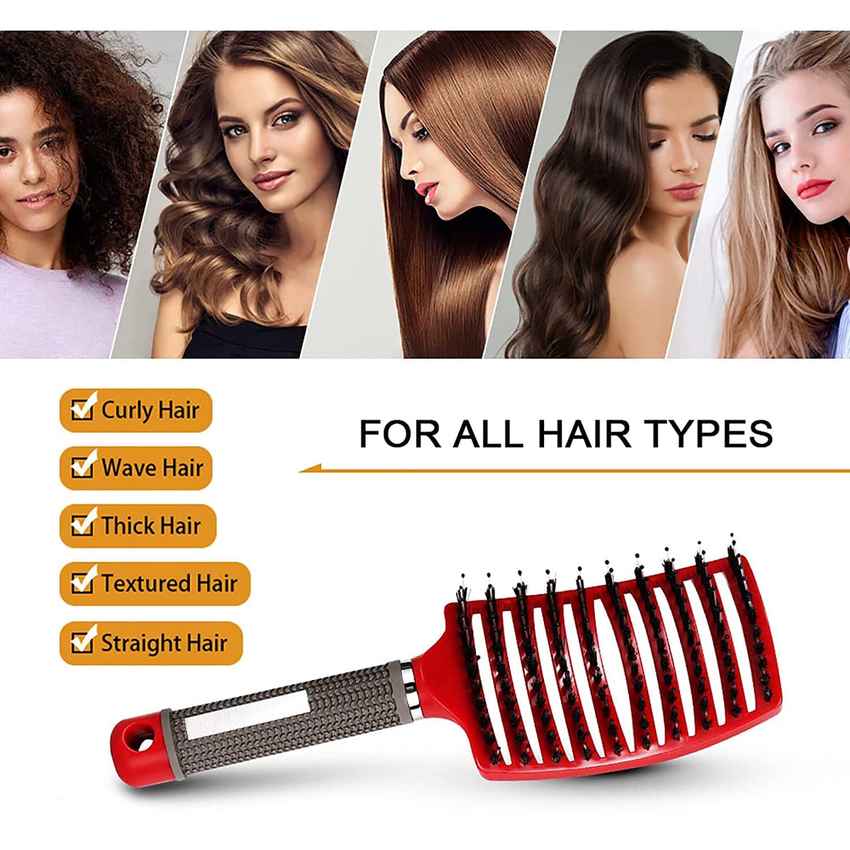 Heubek vented detangling brush with ergonomic handle and magnetic hanger