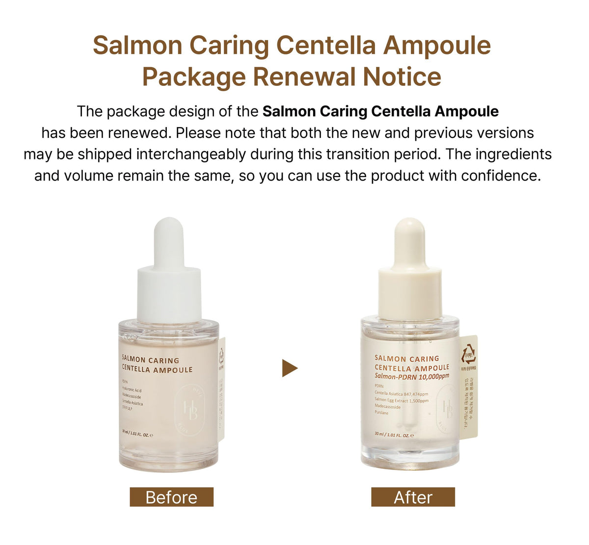 HEVEBLUE Salmon Caring Centella Ampoule texture swatch highlights creamy, hydrating consistency