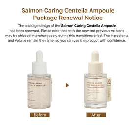 HEVEBLUE Salmon Caring Centella Ampoule texture swatch highlights creamy, hydrating consistency