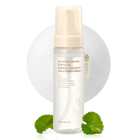 HEVEBLUE Salmon Caring Bubble Cleanser bottle with gentle foam for sensitive skin