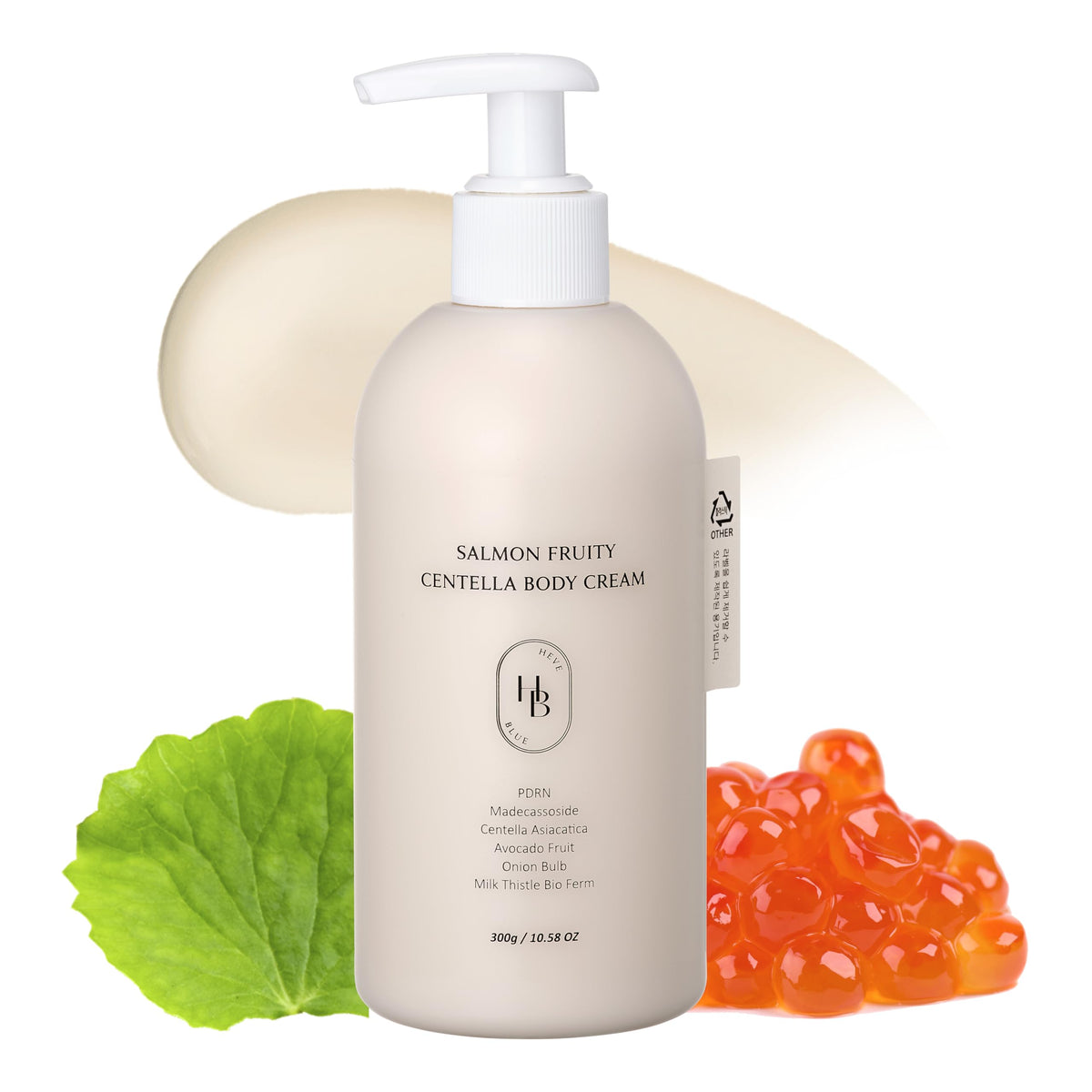 HEVEBLUE Salmon Fruity Centella Cream jar for sensitive skin.