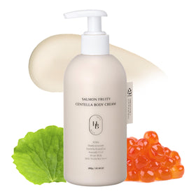HEVEBLUE Salmon Fruity Centella Cream jar for sensitive skin.