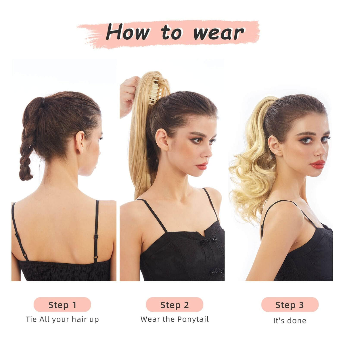 HEWEICSY blonde ponytail extension ideal for cosplay and parties