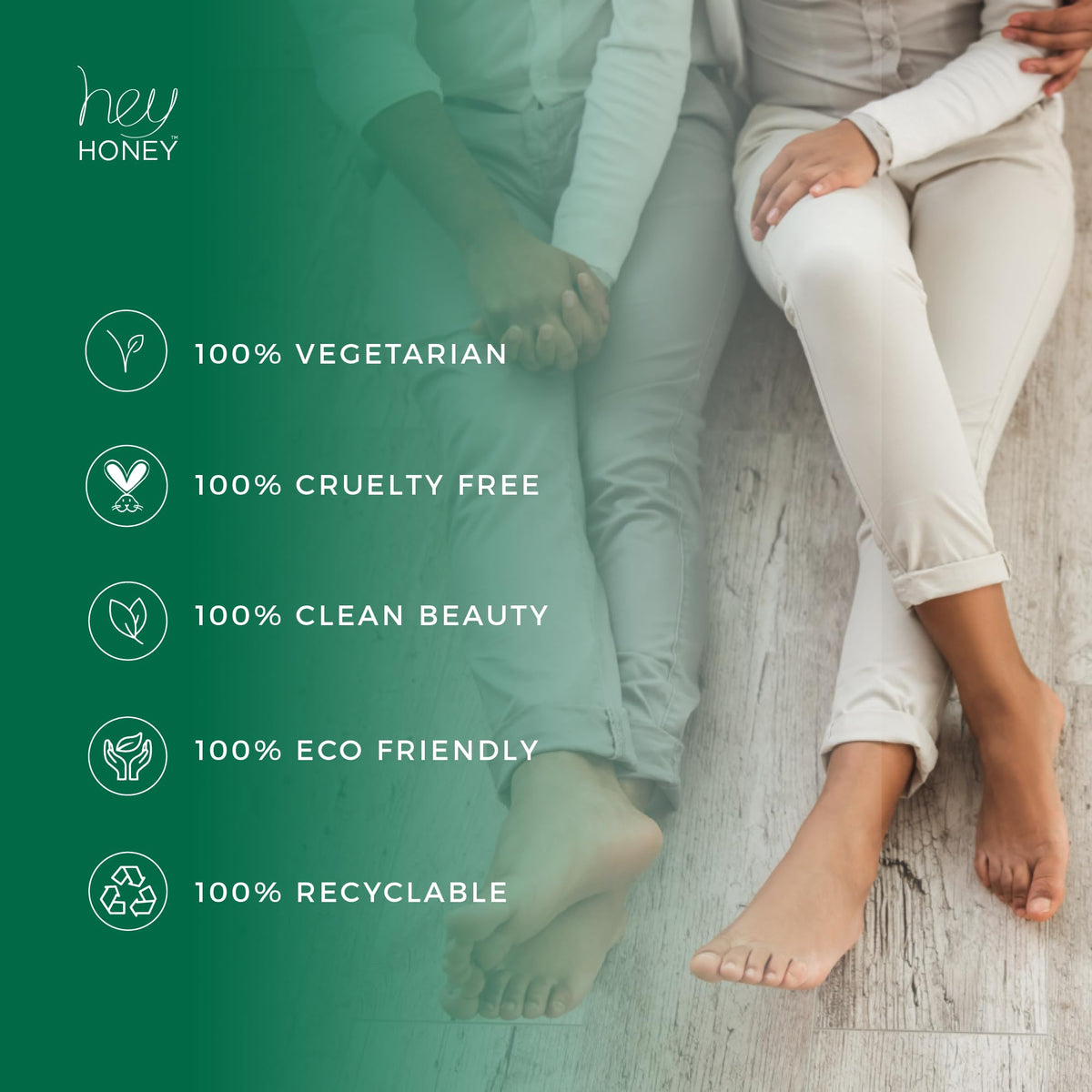 Hey Honey Walk the Walk Propolis Foot Cream natural ingredients highlight honey, propolis, sage.