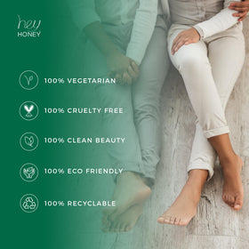 Hey Honey Walk the Walk Propolis Foot Cream natural ingredients highlight honey, propolis, sage.