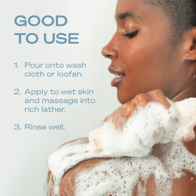 Hey Humans Coconut Mint Body Wash features jojoba oil and vitamin E for nourished skin.