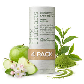 Hey Humans Apple Matcha deodorant bottle front showing crisp scent and all-day odor control