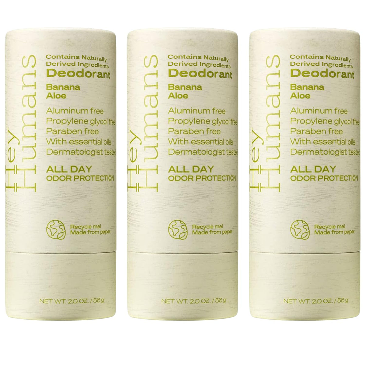 Hey Humans deodorant banana aloe closeup for long-lasting freshness.
