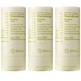 Hey Humans deodorant banana aloe closeup for long-lasting freshness.