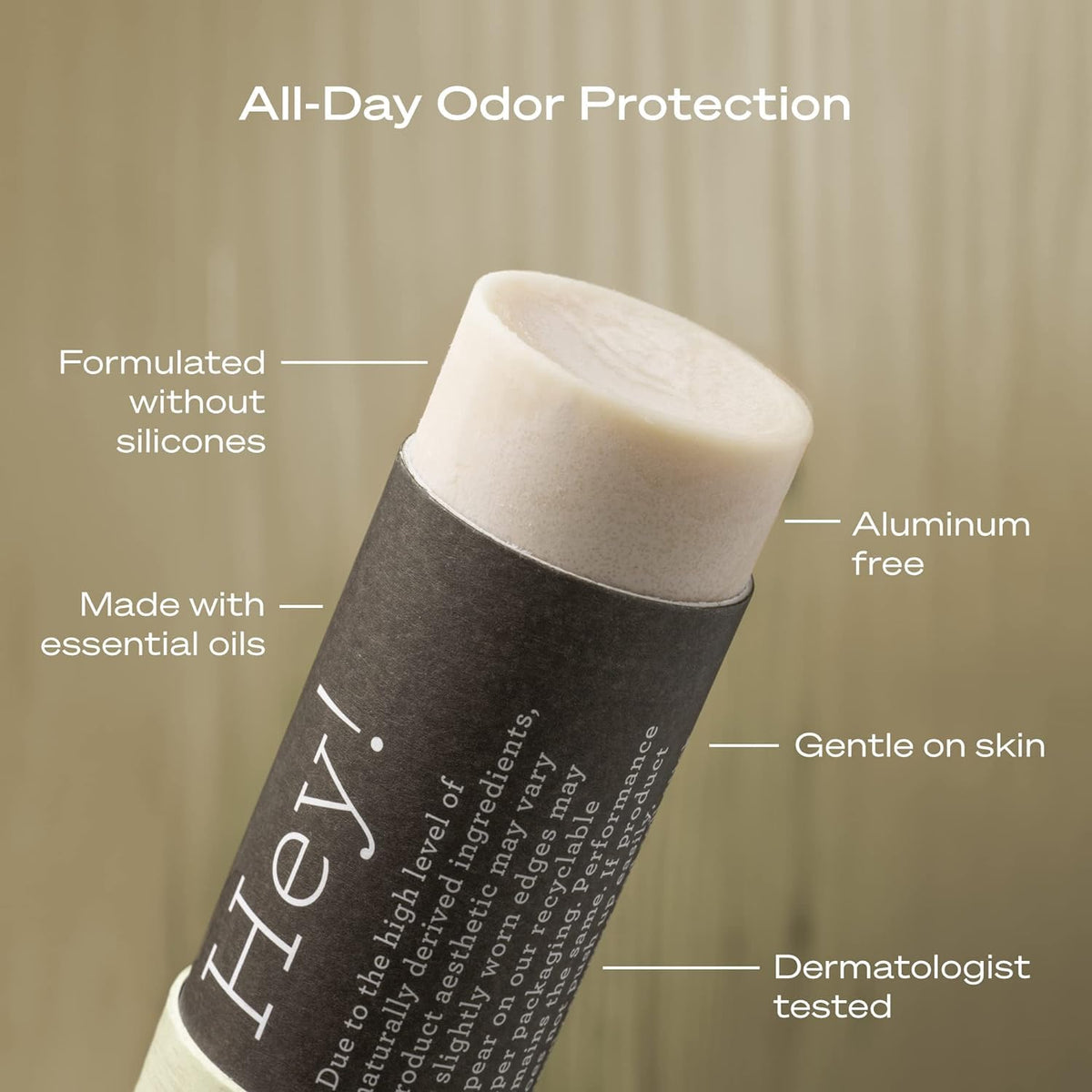 Hey Humans deodorant ingredients highlight vitamin E and shea butter for skin comfort