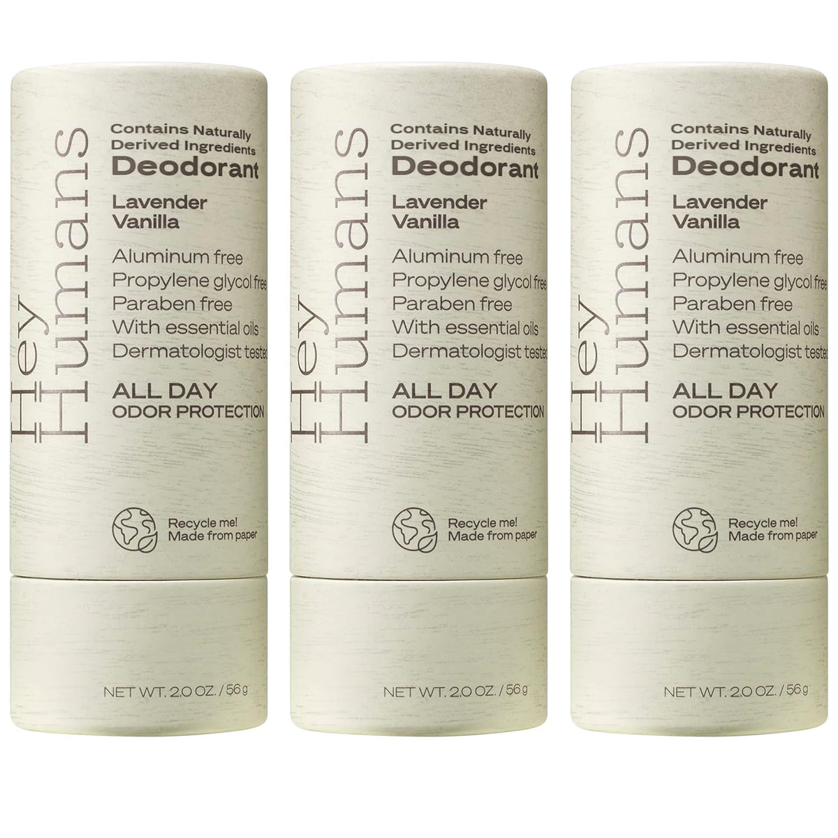 Hey Humans lavender vanilla deodorant bottle with soothing all-day scent