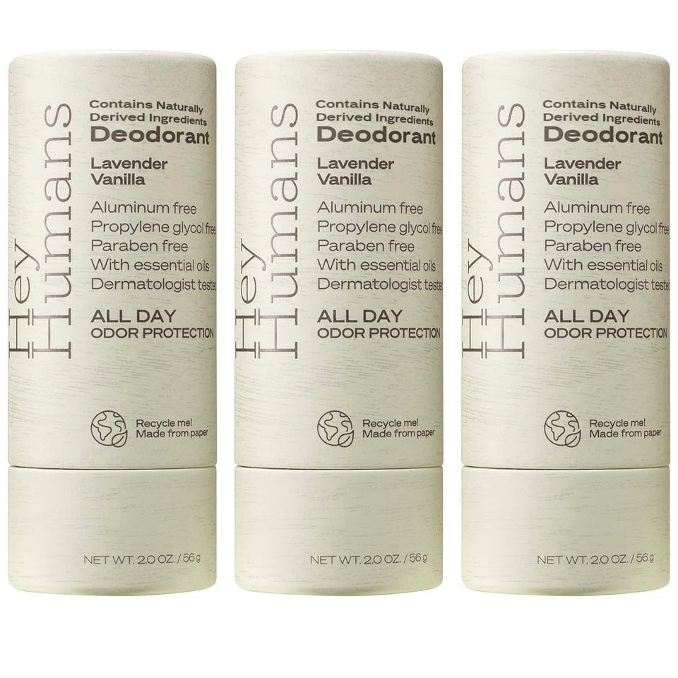Hey Humans lavender vanilla deodorant bottle with soothing all-day scent