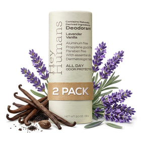 Hey Humans deodorant lavender vanilla pack of two for long-lasting freshness.