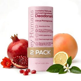 Hey Humans deodorant packaging shows recyclable materials for eco-friendly care.