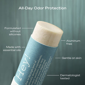 Hey Humans deodorant stick application demonstrates smooth glide for everyday use